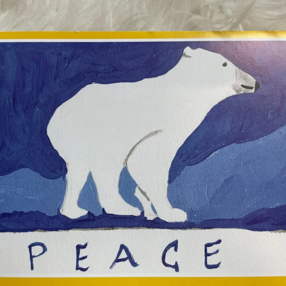 5 Children's ART Holiday cards with white envelopes blank inside